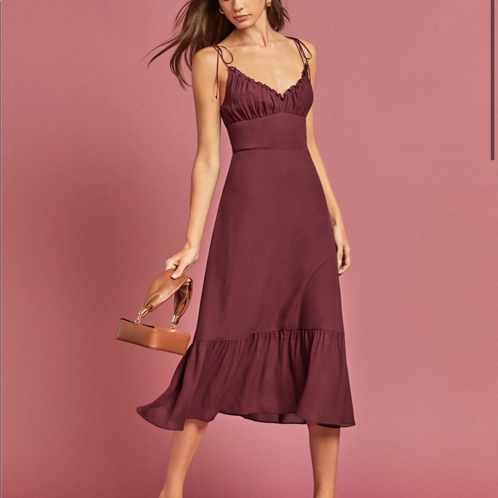 Reformation Embry Dress Plum